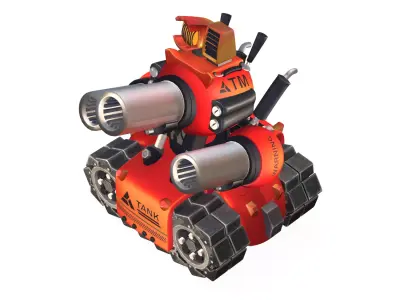 Red Advanced Tank Low-poly 3D model