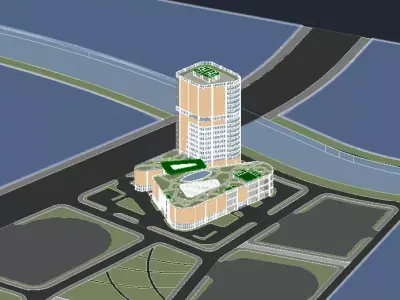 commercial center combined with office buildings 3D model purchase