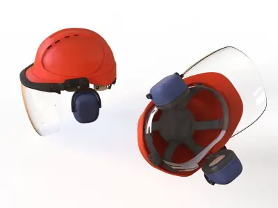 Safety helmet with protective shield 3D model