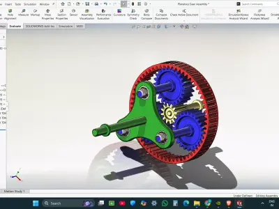 Planetary Gear Assembly Mechanical CAD Model SolidWorks 3D model