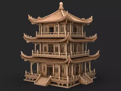 Eastern Pagoda High Detail 3D model