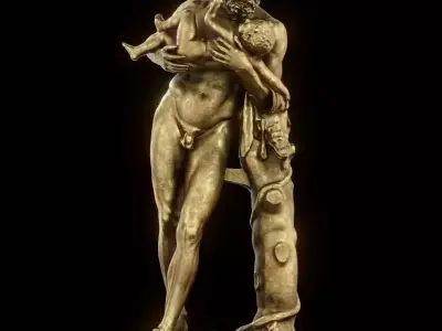 Brass Silenus And Baby Dionysus Free 3D model