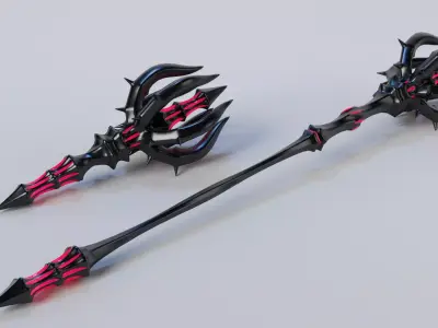 Magic Staff and Artifact Low-poly 3D model