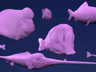 Four Fishes Pack 3D model