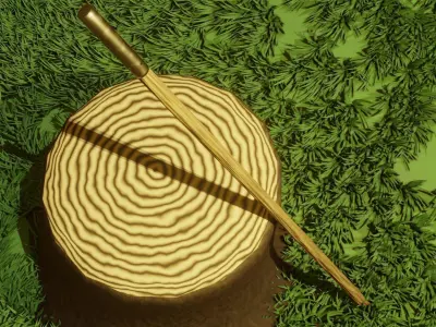 Simple Fantasy Quarterstaff Low-poly 3D model
