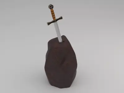 Sword 1 on rock 3D model