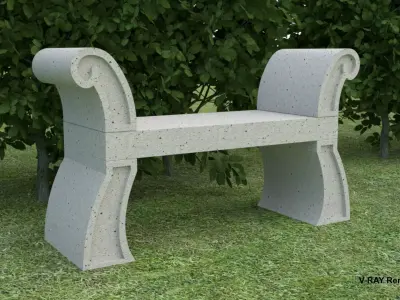 Simple Stone Georgian Bench Low-poly 3D model