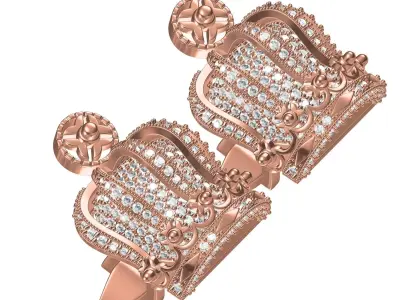 The King Crown Diamond Cufflink 3D print model