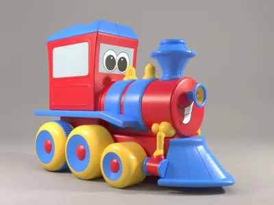 Small Toy Train Low-poly 3D model