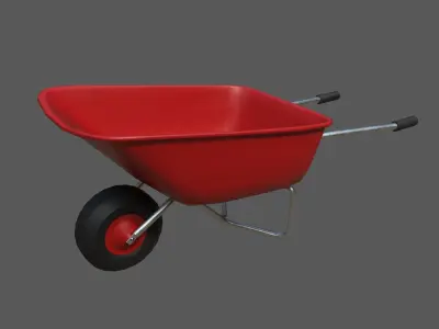 Red Wheelbarrow Low-poly 3D model