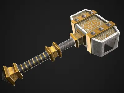 Fantasy Hammer 04 Low-poly 3D model