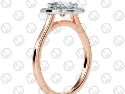 Ring 182 Cushion Shape Cathedral Halo with Gems 3D print model