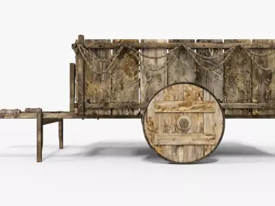 Medievel Cart Low-poly 3D model