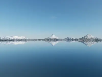 Aleutian snowy volcano islands 3D model