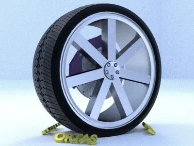 ORTAS CAR RIM 1 GAME READY RIM TIRE AND BRAKE DISC 3D model