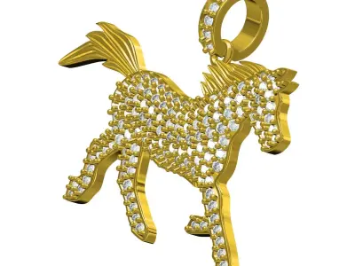 Antique Diamond Horse Pendant 3D print model