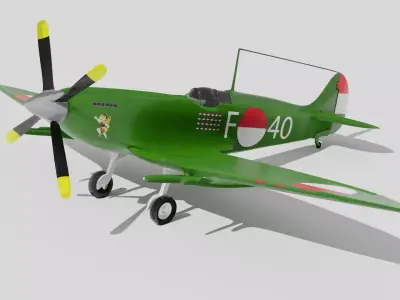 Fictional AURI Indonesian Air Force Spitfire Low-poly 3D model
