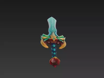 Stylized Fantasy Sword 3D Model-Decorative Weapon Sculpture 3D model