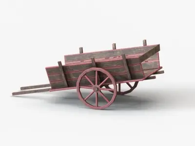 Cart Low Poly wooden Free low-poly 3D model