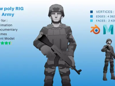 Low Poly Soldier with Rifle Military Army Character 3D Model Low-poly 3D model