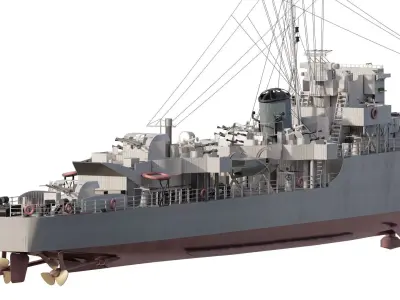 WW2 BRITISH NAVY SMALL DESTROYER 3D model