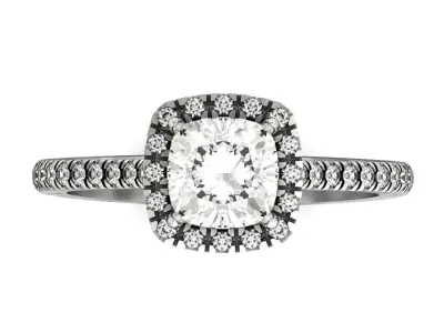 Cushion Cut Diamond Halo Engagement 1214 3D print model