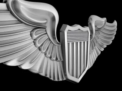 US Army Air Force Pilot Wings Badge 3D model