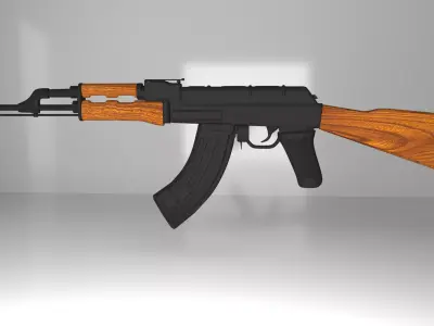 akm AK-47 rifle Low-poly 3D model