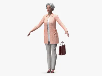 Chinese Elderly Woman Everyday Style A-Pose 3D model