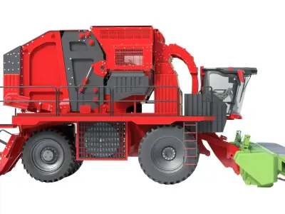 Cotton Picker Harvester Low-poly 3D model