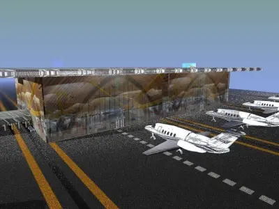 Airport four leather seats for waiting room Low-poly 3D model