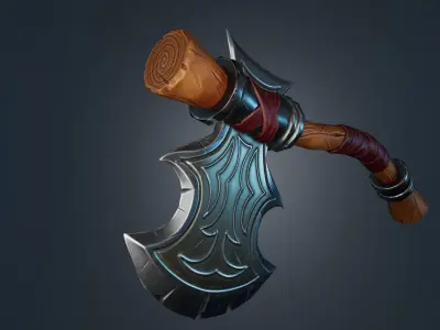 Stylized Axe Low-poly 3D model 16