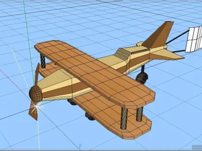 Origami Animated Cartoon Plane 3D model
