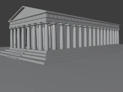 The Parthenon greek temple at night 3D model