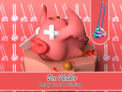 SD Pig Pen holder Ready to 3d Printing  2 Part 3D print model