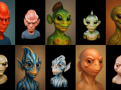 Head Fish bundle 13 pack 100 glb 3D model