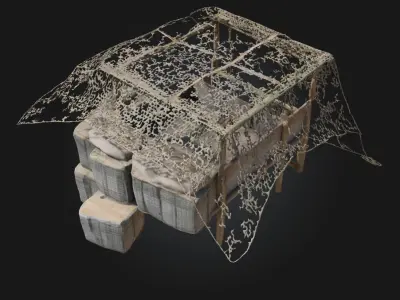 Camouflage Bunker Setup  Concealed Fortification for Tactical  3D model