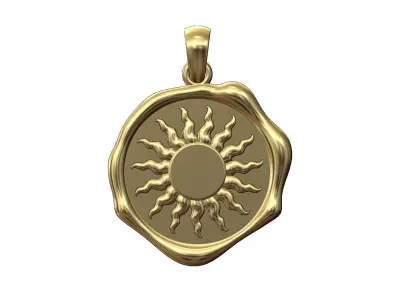 Sun wax seal pendant charm 3D print model