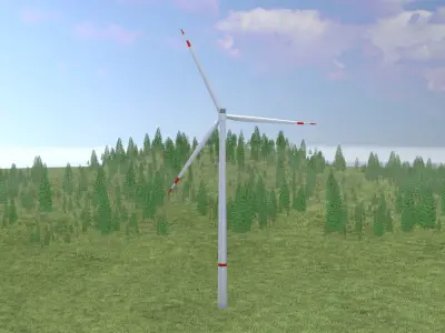 Wind turbine V1 H-175 RD 172 m with animation Low-poly 3D model