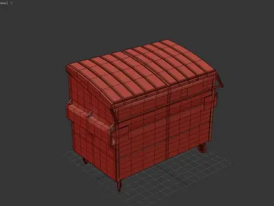 a 3D model of a dumpster rendered in a 3D modeling software Low-poly 3D model