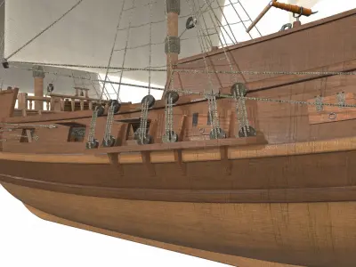 Sea sailing ship Golden Hind 3D model