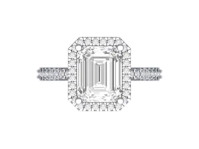 Emerald Side halo Art Deco Ring 3D print model