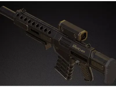 Z-22 Breacher Sci-Fi Rifle - Low Poly PBR Game Ready Low-poly 3D model