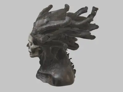 Fantasy Monolith Woman head figure bust Low-poly 3D model
