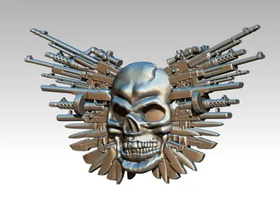 Wings Weapon Gun Military Skull 3D print model purchase