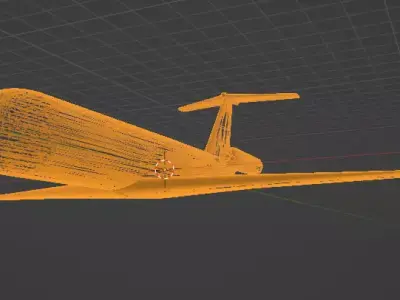 Fictional Twin Rear Engine Jetliner DC-9-20 Inspired series 3D model