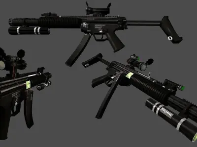 Near Future SMG MP5 lowpoly Low-poly 3D model