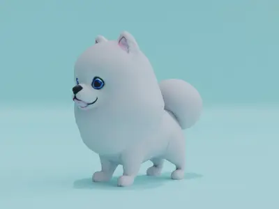 Puppy Pomeranian Baby Dog Cute Free low-poly 3D model