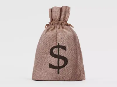 Jute Money Bag - Burlap Sack with Dollar Symbol 3D model