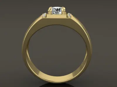 Signet Diamond Rounded Top Ring Mix Size 7-12 3D print model